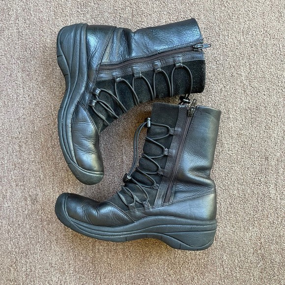 keen dry waterproof boots black leather suede moccasin boots women’s 8 - Picture 2 of 9